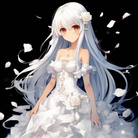Аниме девушка в белом платье