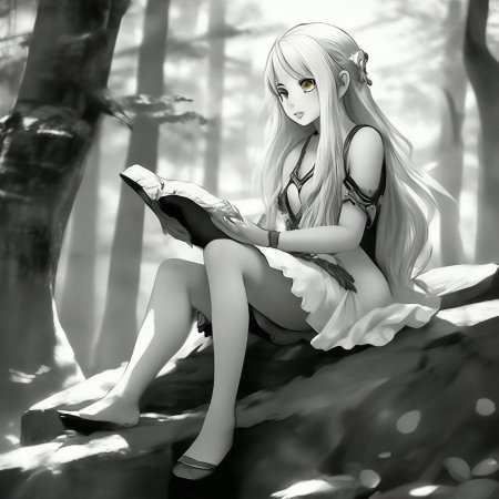 Аниме эльфийка с белыми волосами