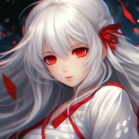 Девушка с белыми волосами и красными глазами