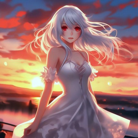 Девушка с белыми волосами и красными глазами