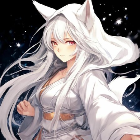 Китсуне аниме белая