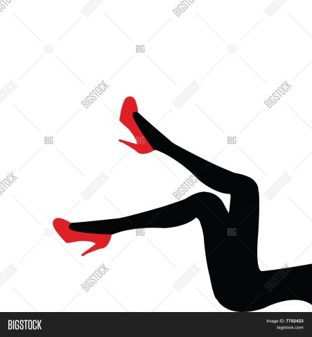 Силуэт девушки в красных туфлях