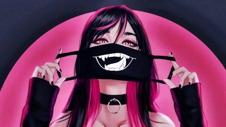 Девушка в маске аниме