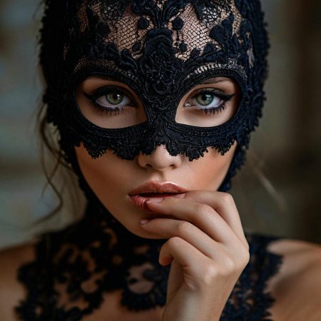 Черная кружевная маска