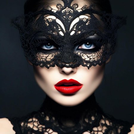 Девушка в кружевной маске