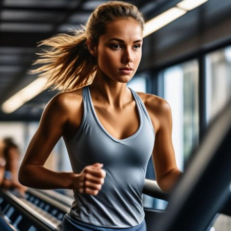 Девушка на беговой дорожке