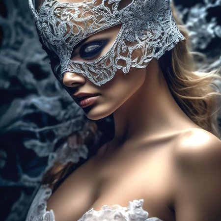 Девушка в кружевной маске