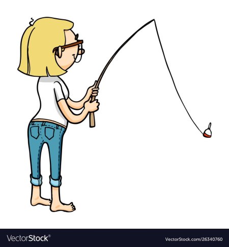 Девочка рыбачит рисунок