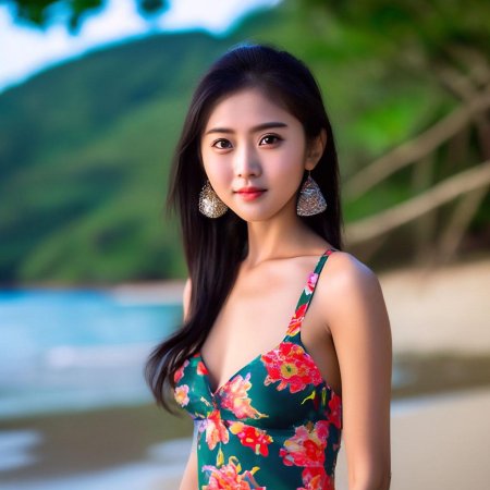 Красивые девушки китая на пляже