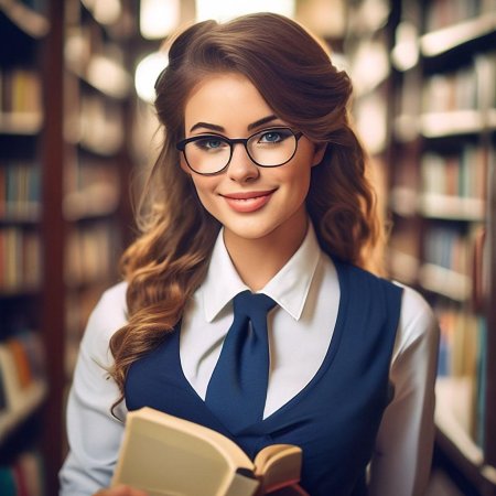 Девушка в библиотеке