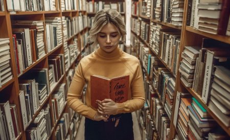 Девушка в библиотеке