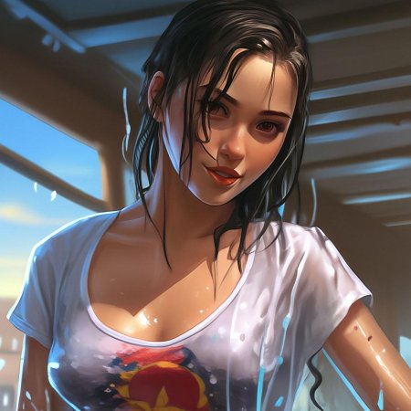 Девушка в мокрой майке