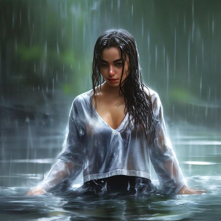 Девушка в мокрой одежде