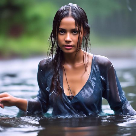 Девушка в мокрой одежде