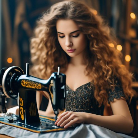 Девушка за швейной машинкой