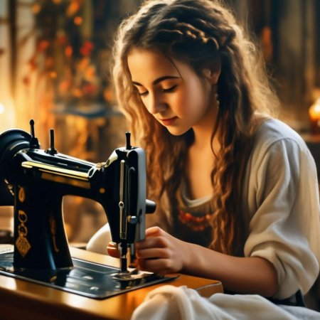 Девушка за швейной машинкой