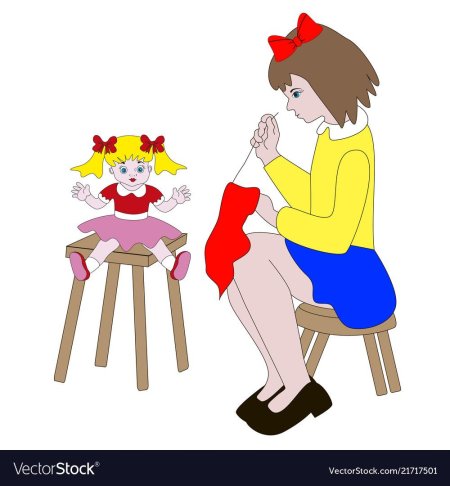 Девочка шьет