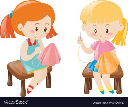 Девочка шьет рисунок