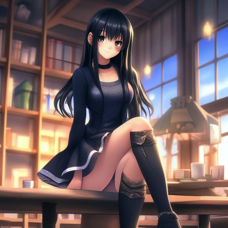 Девушка сидит на столе