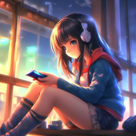 Девочка сидит в телефоне