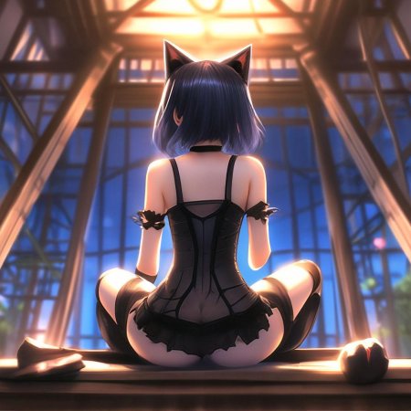 Девушка сидит вид сзади