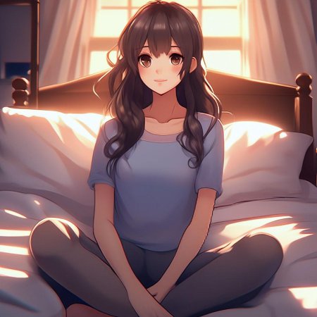 Аниме девушка на кровати