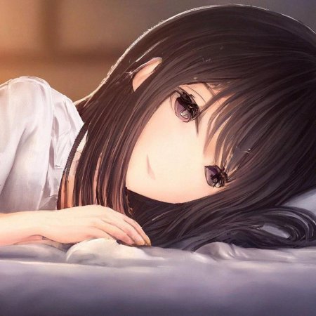 Девочка лежит на кровати