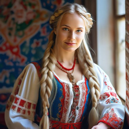 Русская красавица с косой