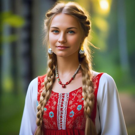 Русская красавица с косой