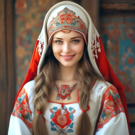 Русская красавица в национальном костюме