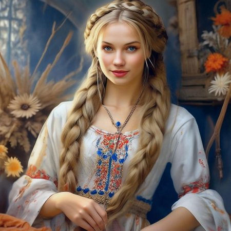 Русская девушка с косой