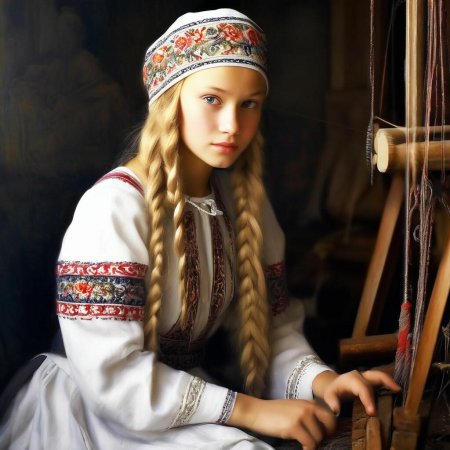 Русская девушка с косой