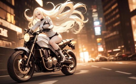 Аниме девушка байкер