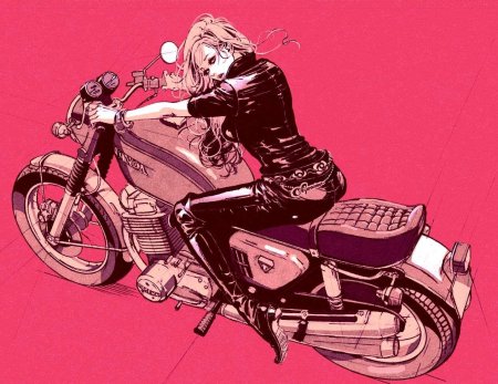 Девушка на мотоцикле арт