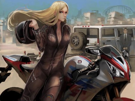 Девушка на мотоцикле арт