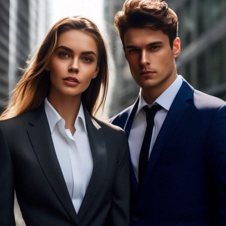 Мужчина и женщина в костюмах