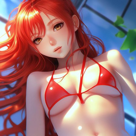 Аниме девушка в красном