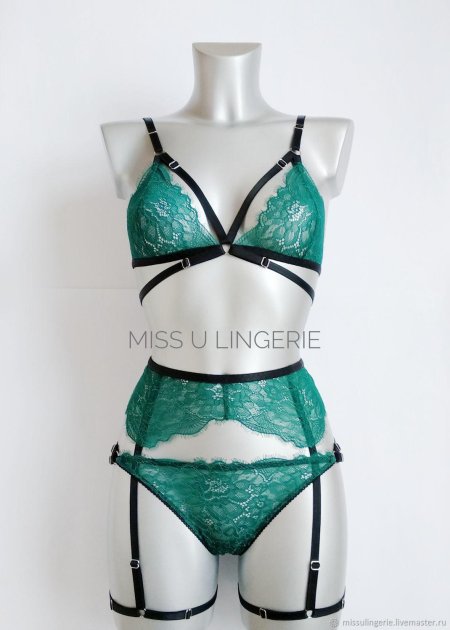 Изумрудное нижнее белье женское