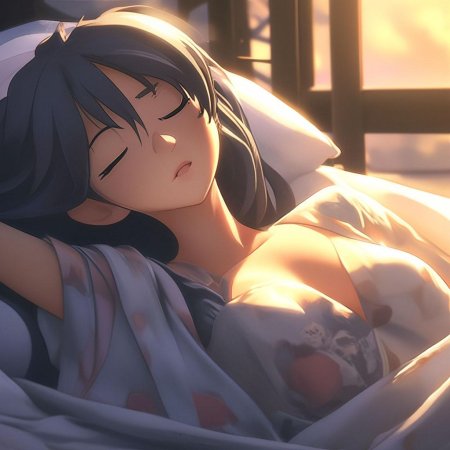 Аниме девушка на кровати