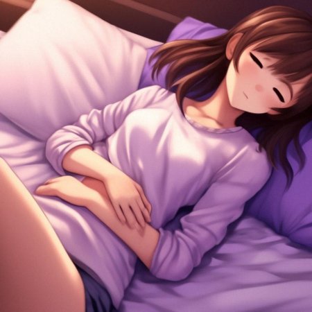 Аниме девушка лежит на кровати