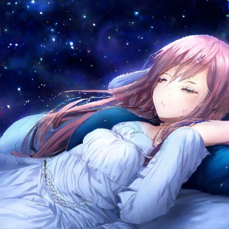 Аниме девушка на кровати