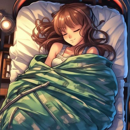 Аниме девушка лежит на кровати