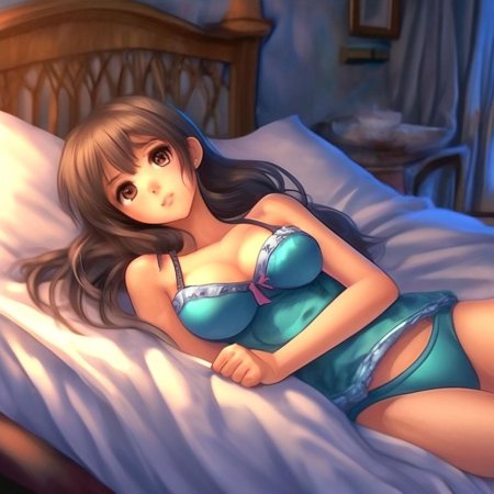 Девушка лежит на кровати