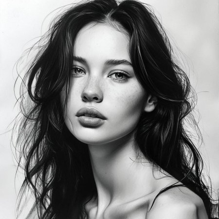 Девушка черно белая