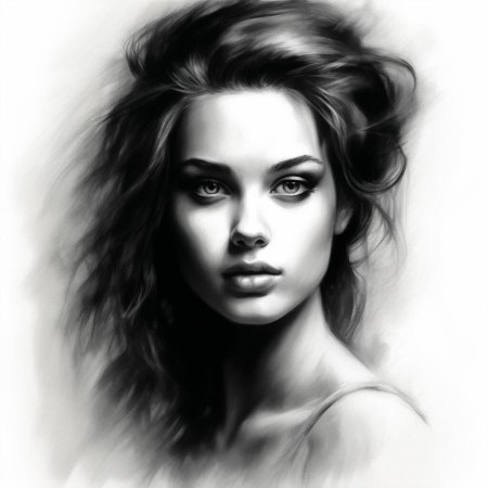 Портрет девушки черно белый