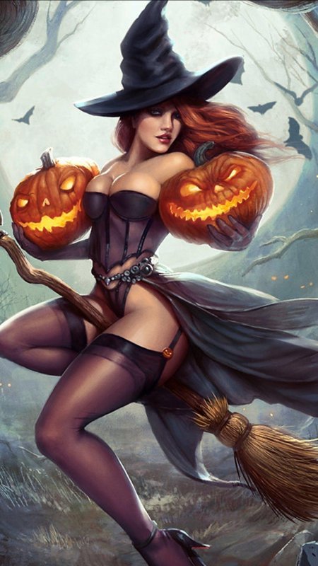 Ведьмочка хэллоуин арт