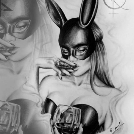 Девушка в маске зайца эскиз