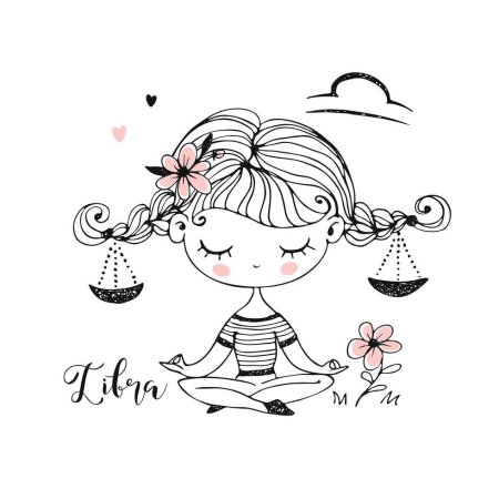 Девочка вектор чб