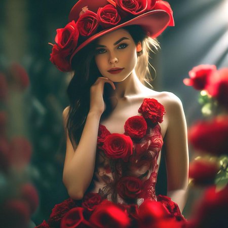 Девушка с красными розами