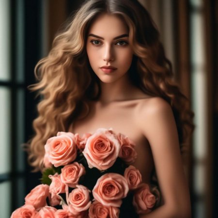 Девушки с букетами